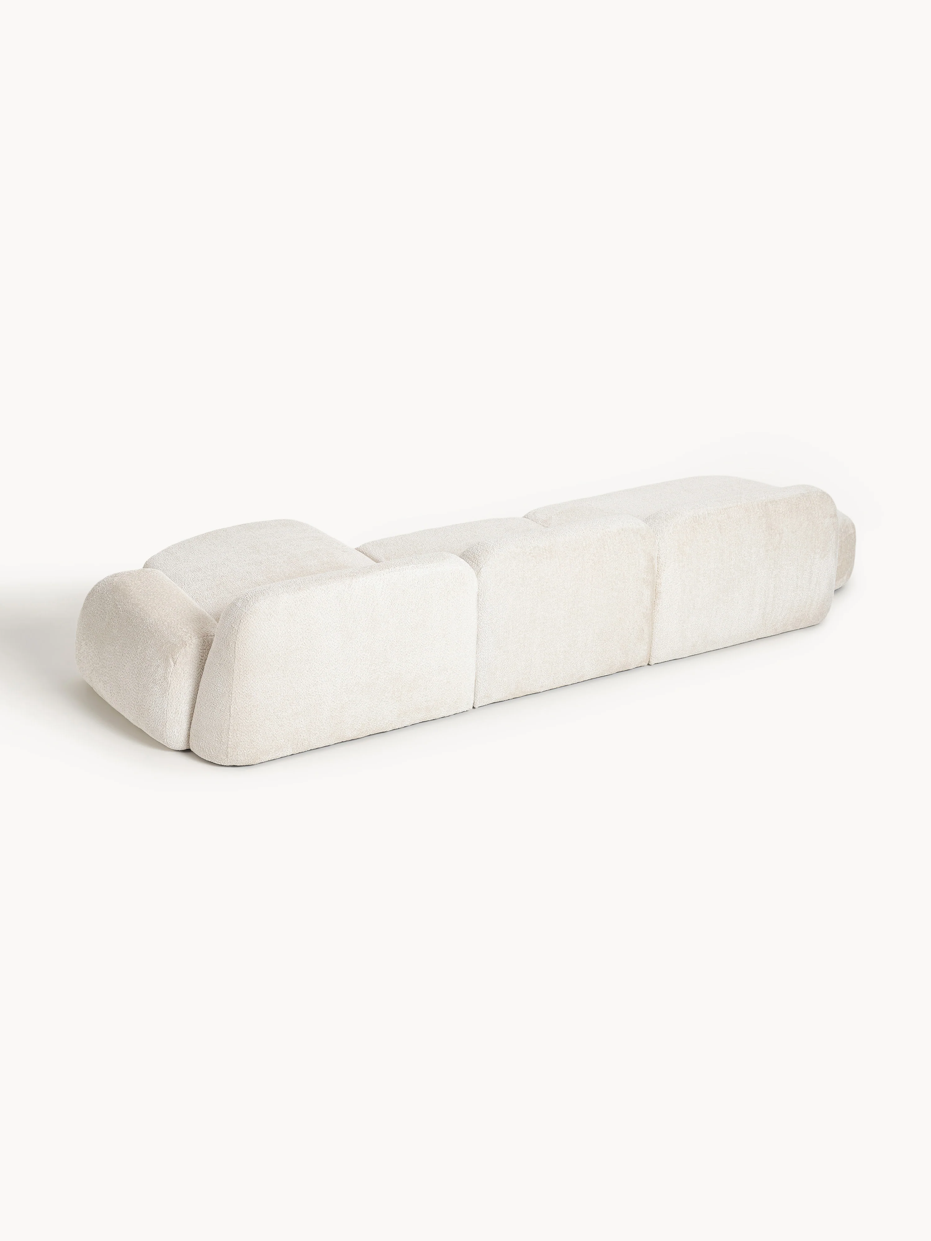 Modulaire teddy-bouclé hoekbank Wolke (4-zits) met chaise longue
