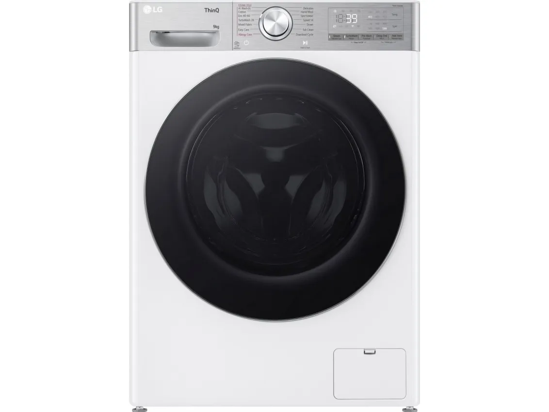 LG F2WR909P3W - Vaskemaskine - Wi-Fi - bredde: 60 cm - dybde: 53.5 cm - højde: 85 cm - frontbetjening - 9 kg - 1200 rpm - hvid