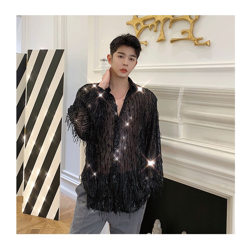 Adotuastic - Shirt met pailletten en kwastjes