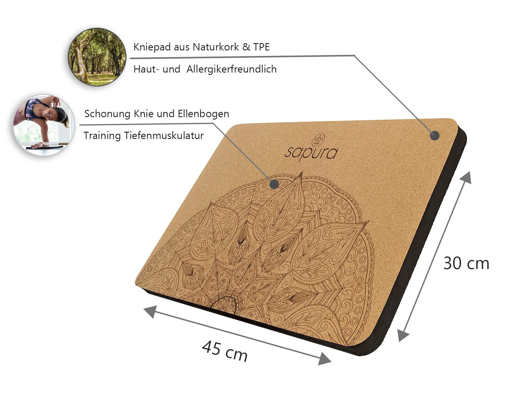 Kniekissen Yoga + Tasche Balance Pad Knieschoner | SAPURA®