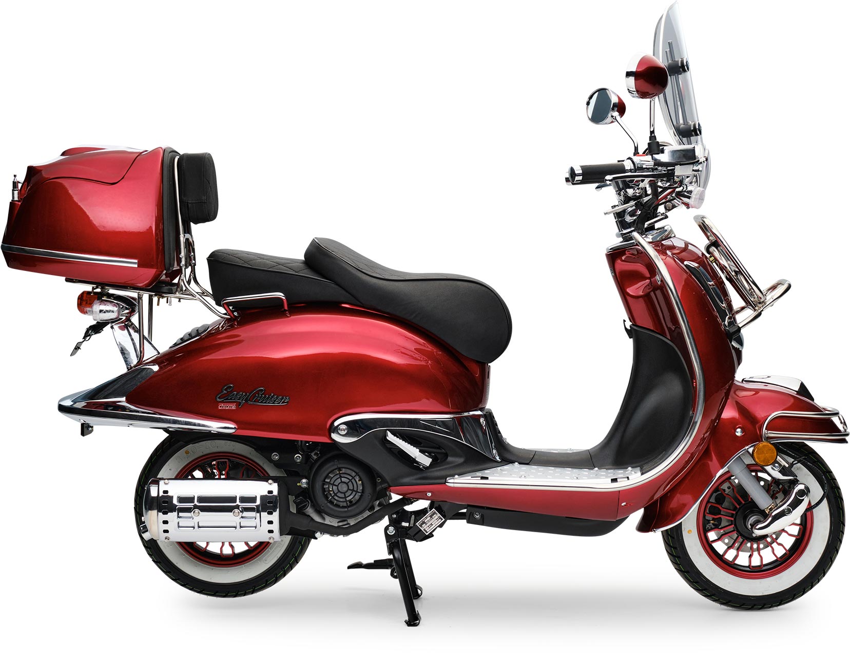 Motorroller Retro EasyCruiser Dunkelrot 50ccm 25 kmh Mofa Scooter