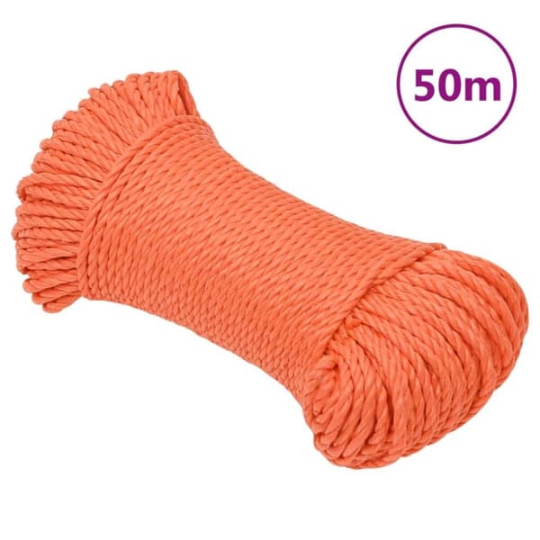 vidaXL Arbeidstau oransje 6 mm 50 m polypropylen