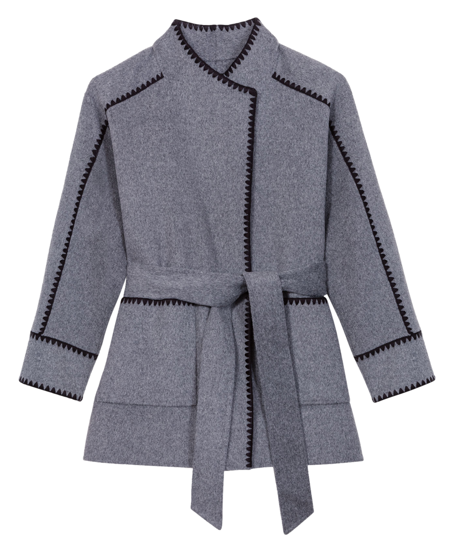 Veste col montant en laine mélangée | Gris