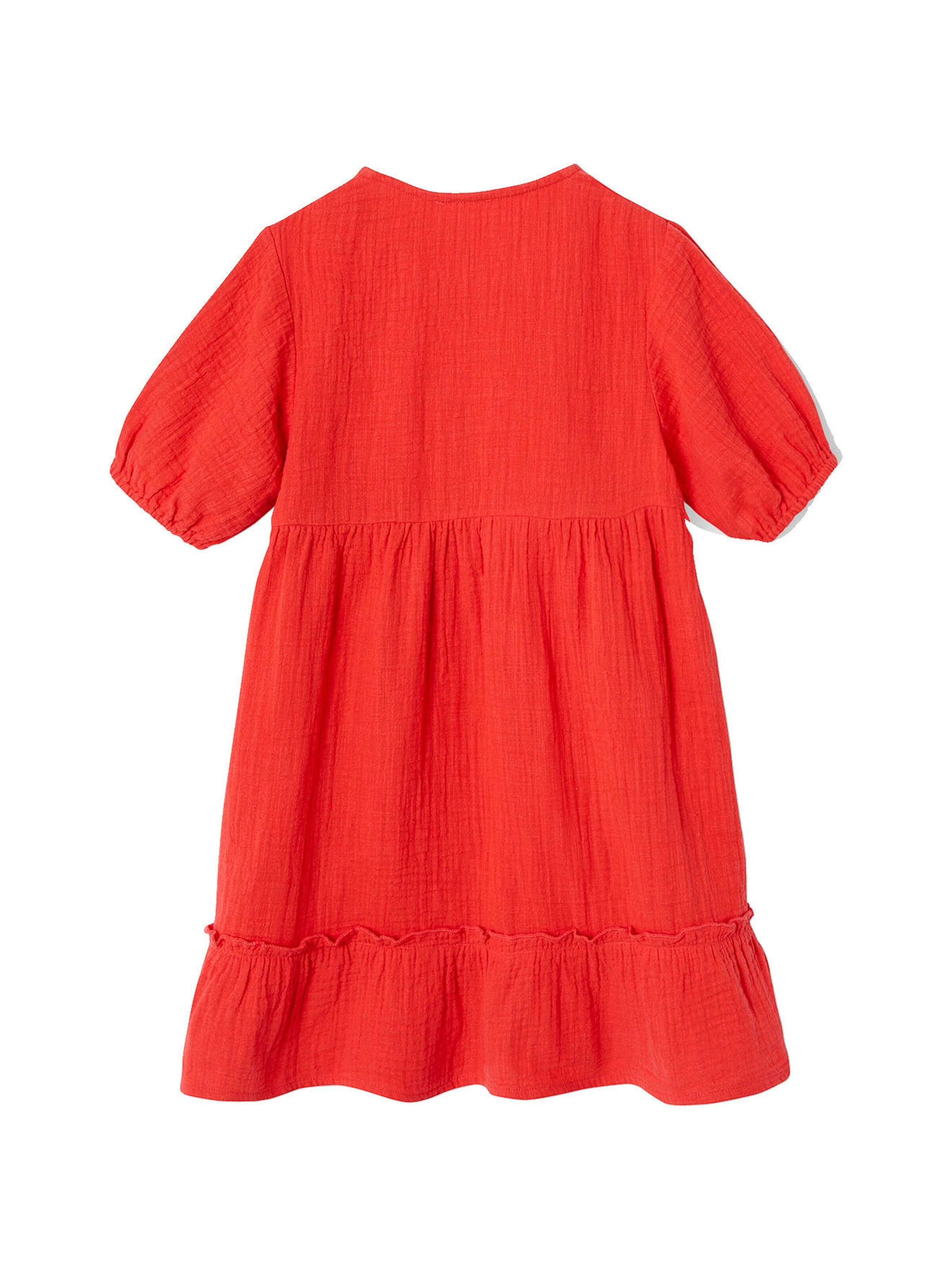 Vertbaudet Mädchen Volantkleid mit Wickelausschnitt rot