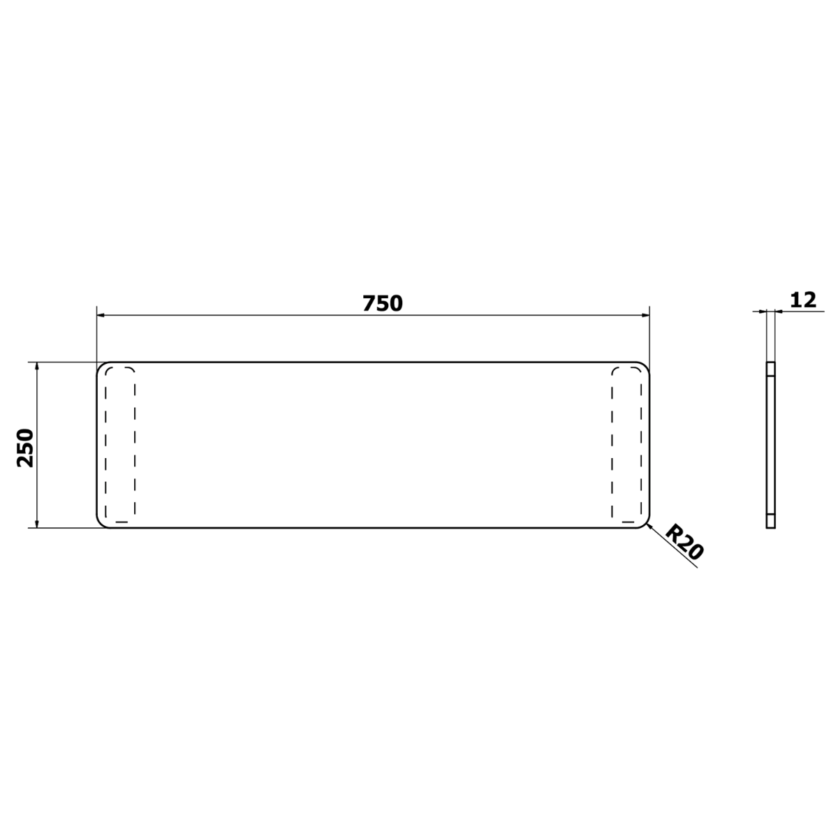 Sapho Universal badplank met zitmogelijkheid 75x25cm zwart