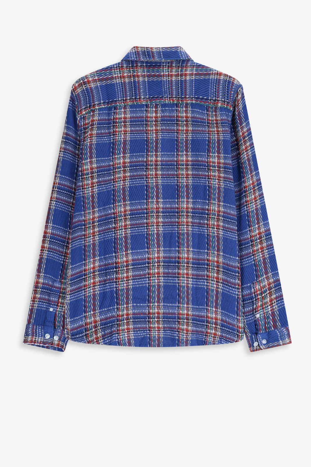 Blauw met rood geruit overhemd