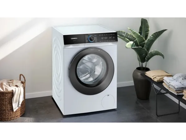 Siemens iQ700 WG44B2A40 - Vaskemaskine - Wi-Fi - Niche - bredde: 60 cm - højde: 85 cm - frontbetjening - 65 liter - 9 kg - 1400 rpm - hvid med krom flydende mat/sort dør