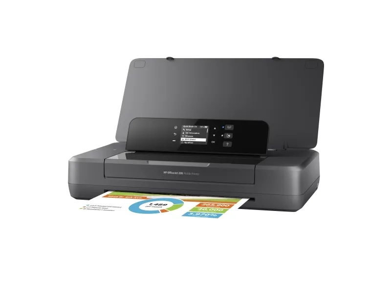 HP Officejet 200 Mobile Printer - Printer - farve - blækprinter - A4/Legal - 1200 x 1200 dpi - op til 20 spm (mono) / op til 19 spm (farve) - kapacitet: 50 ark - USB 2.0, USB vært, Wi-Fi