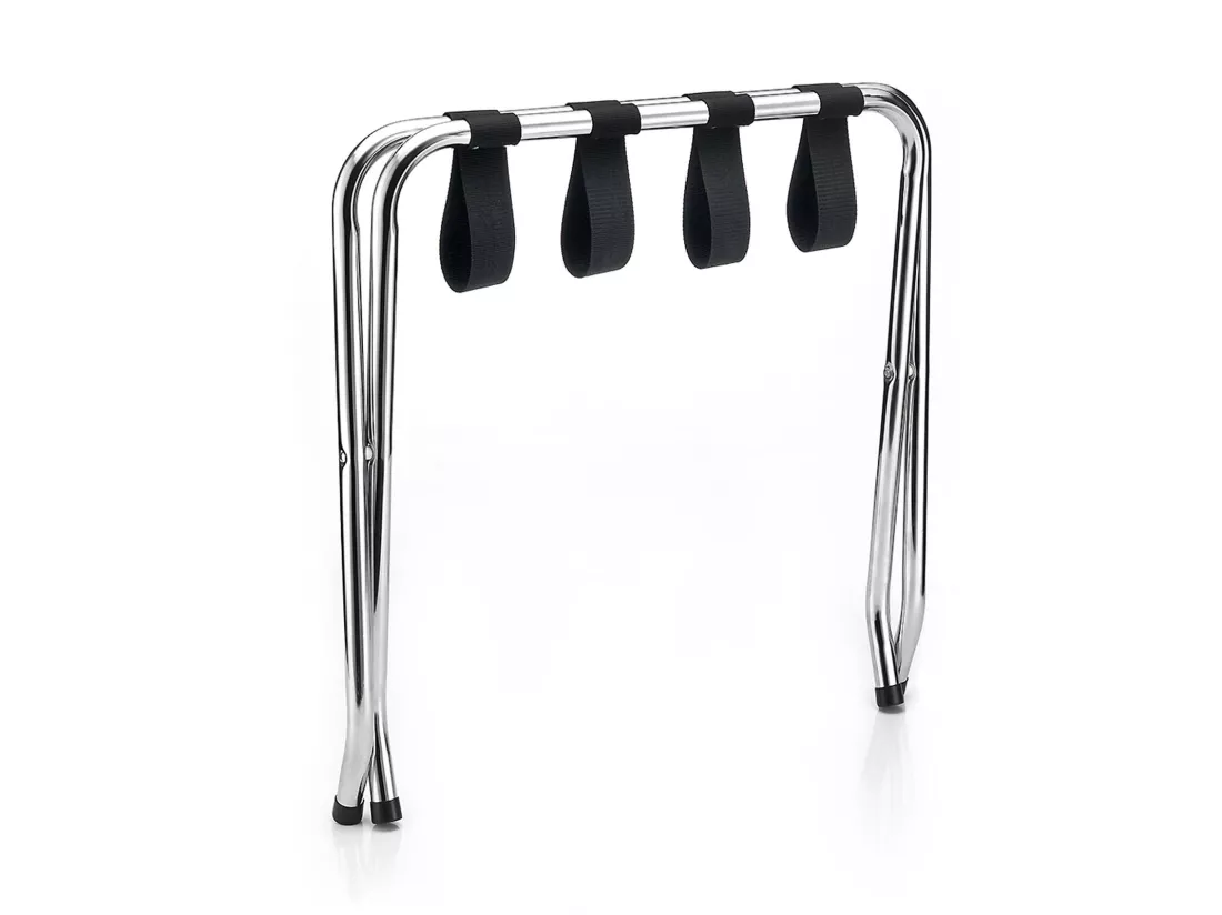 Porte-valise LUGGAGE en métal chromé, support-bagages accessoire de chambre hôtel pour valise, support valise pliable