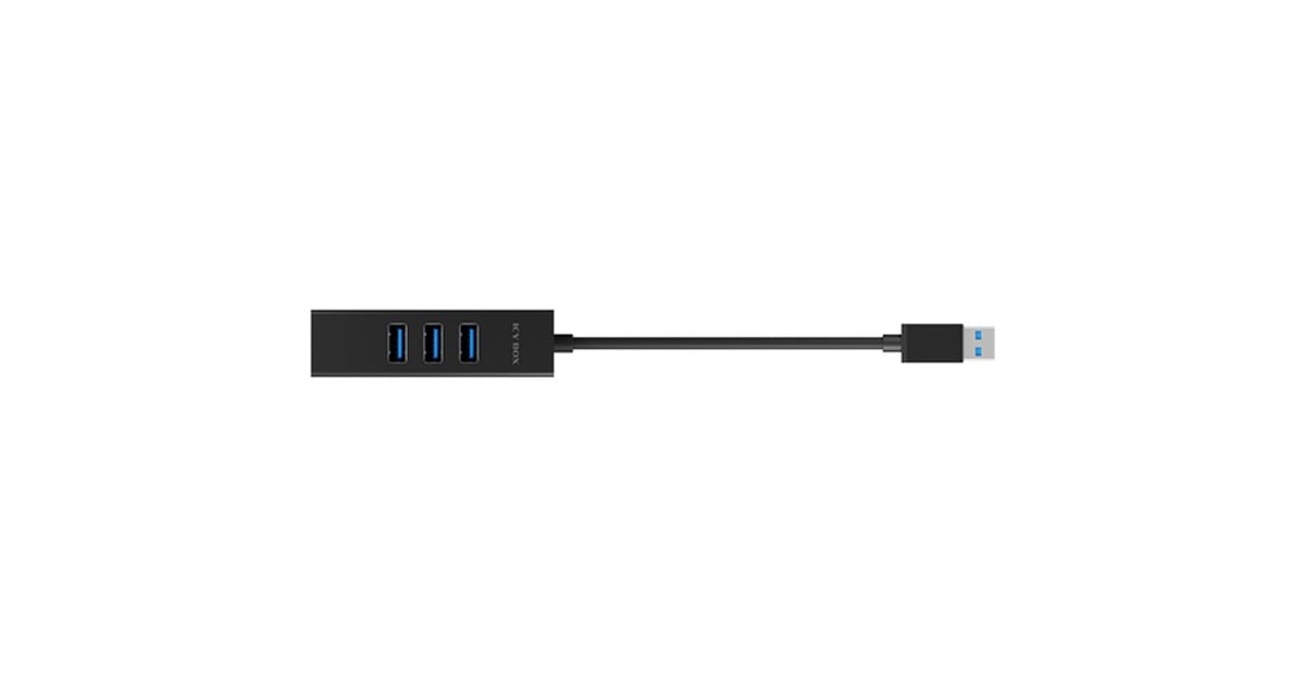 ICY BOXIB-HUB1419-LAN usb-hub  (Zwart, 3x USB-A 3.2 (5 Gbit/s), 1x LAN)