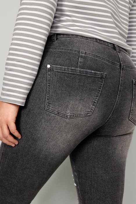 7/8-Jeans, Komfort Fit, Strassteinchen am Saum, 5-Pocket