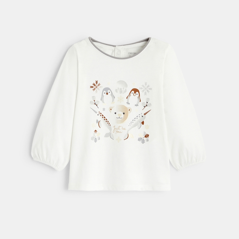 T-shirt impression animaux marron bébé fille
