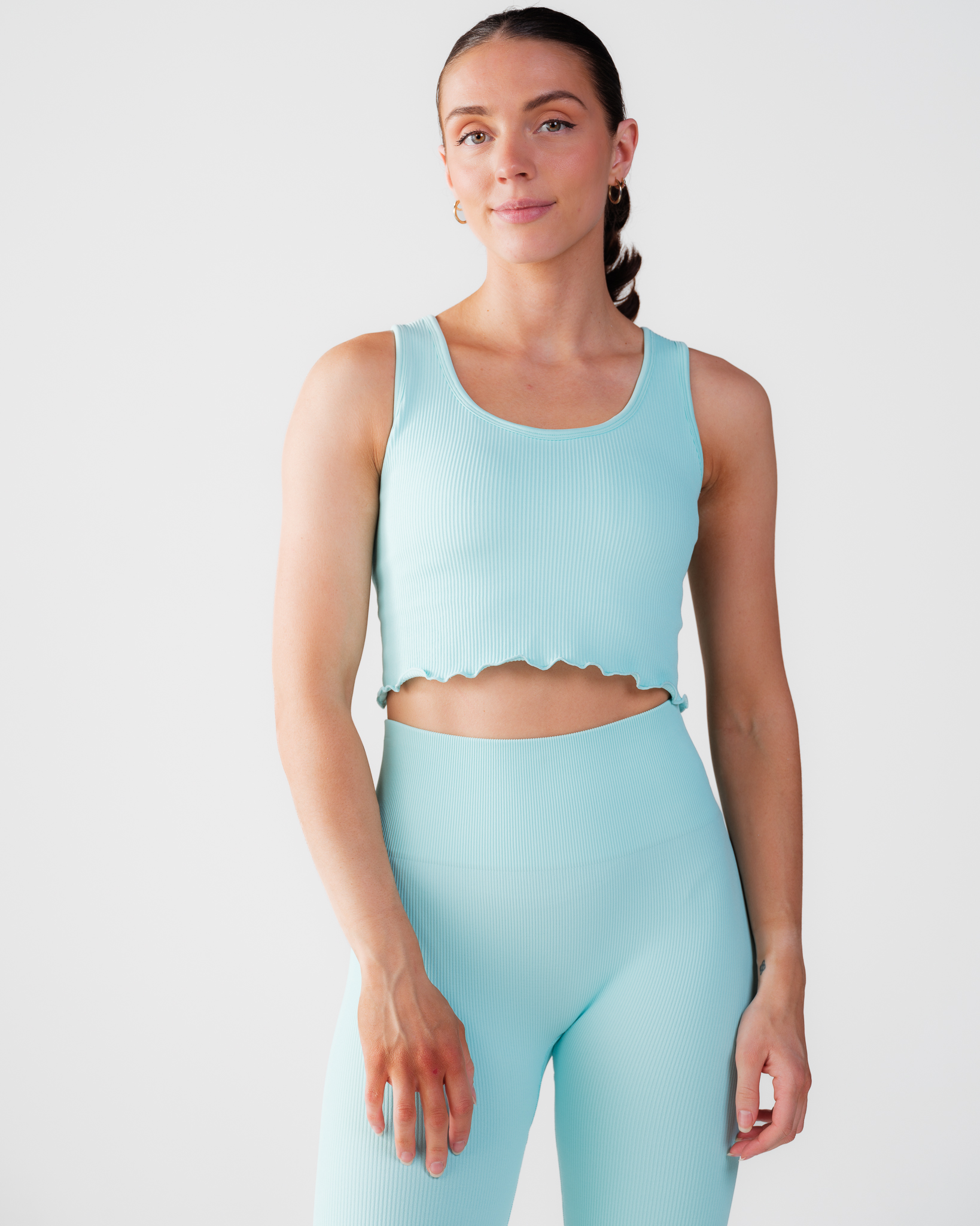 Bumpro Perfect Rib Frill Top Turquiose