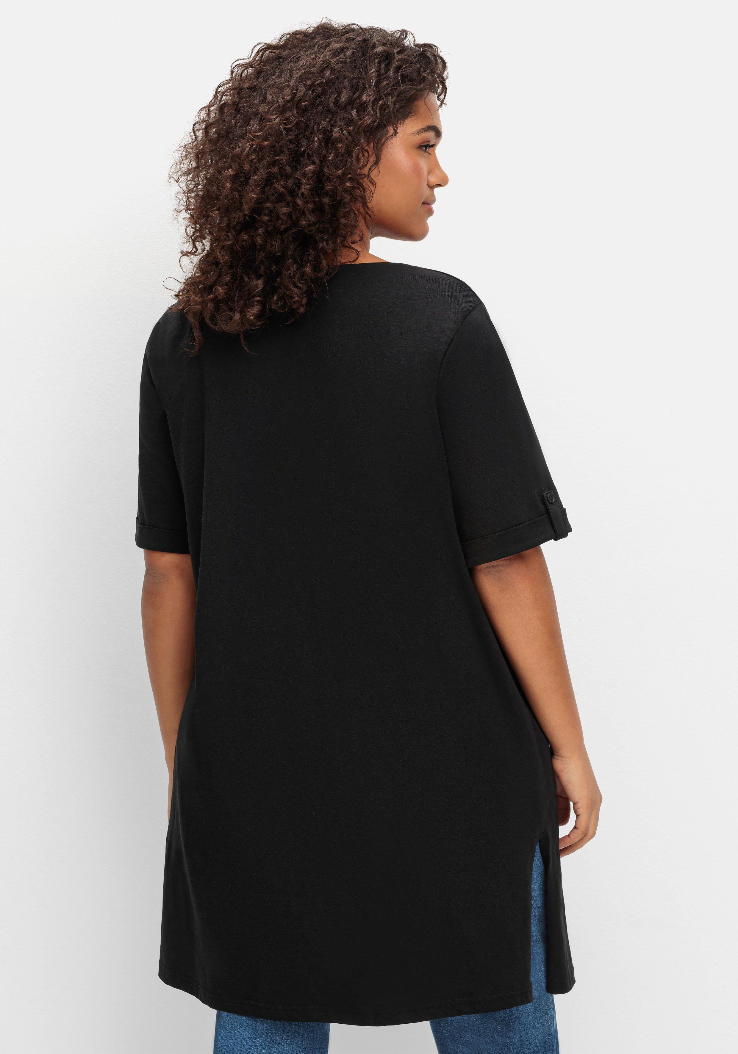 Longshirt mit geschlitztem Ausschnitt