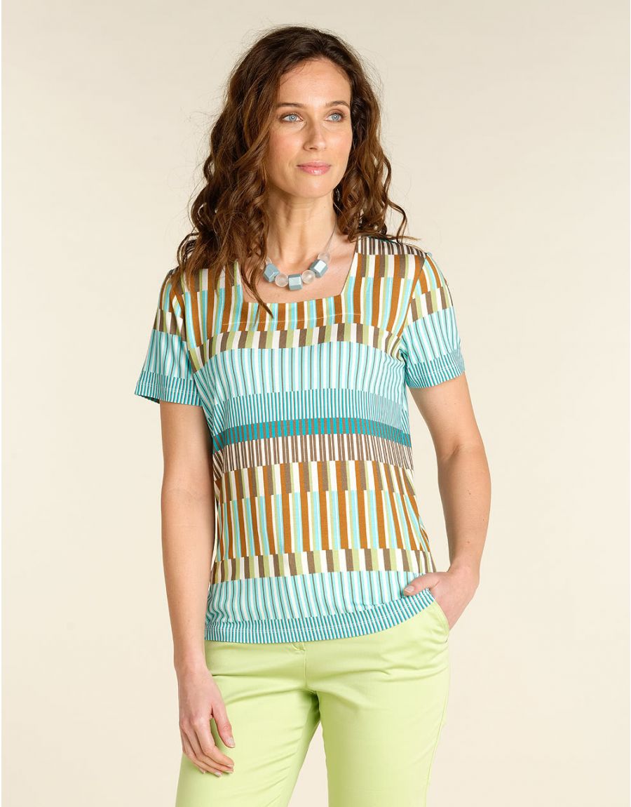 T-shirt turquoise imprimé