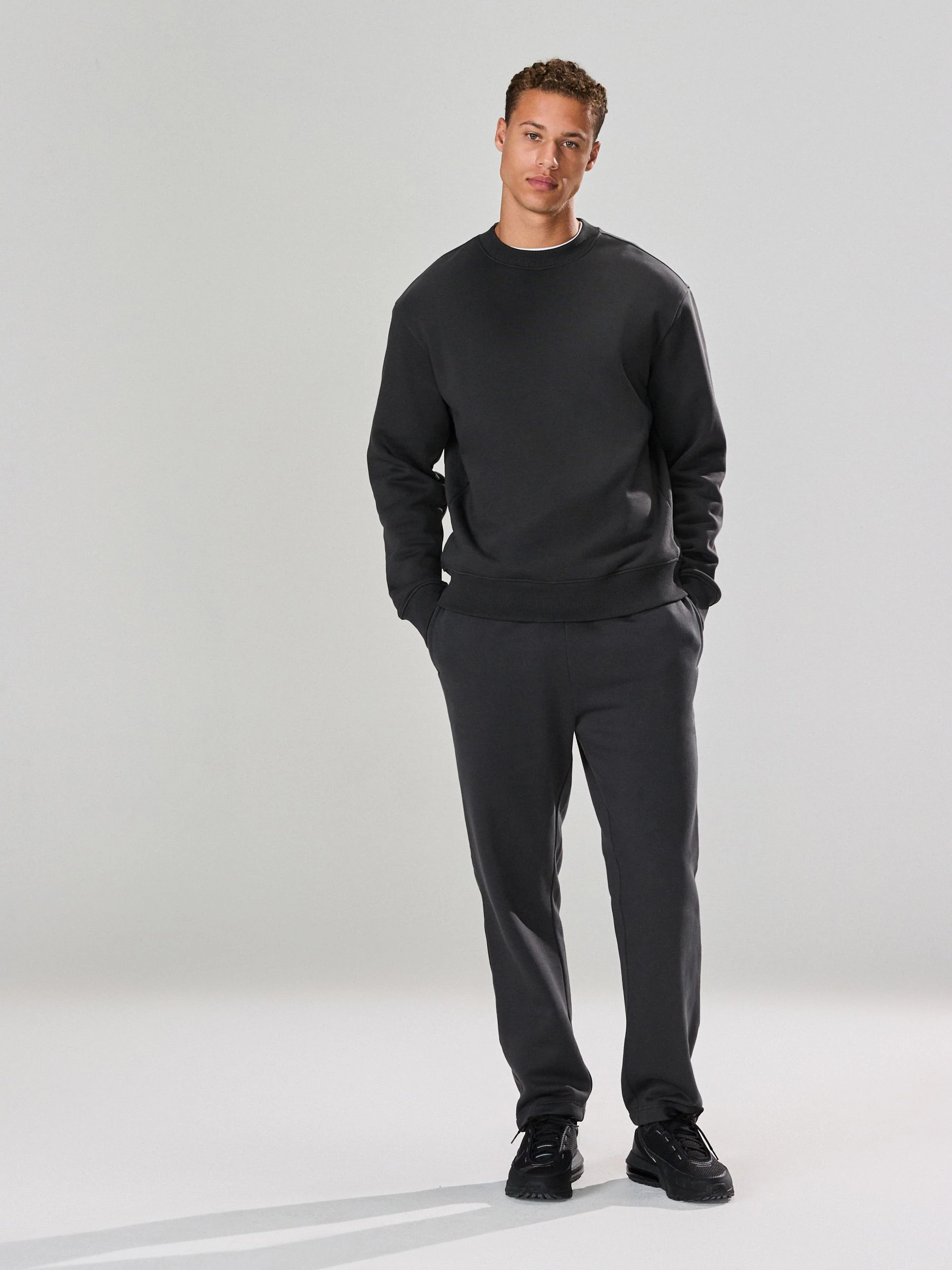 Leisteen grijs - Normale Pasvorm - Dik sweatshirt met ronde hals en hoog katoengehalte
