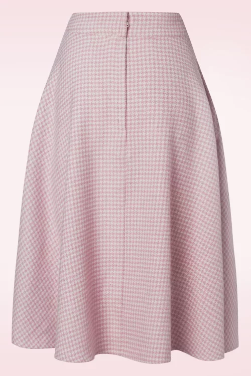 Banned Retro Florence Houndstooth gebreide swing rok in roze