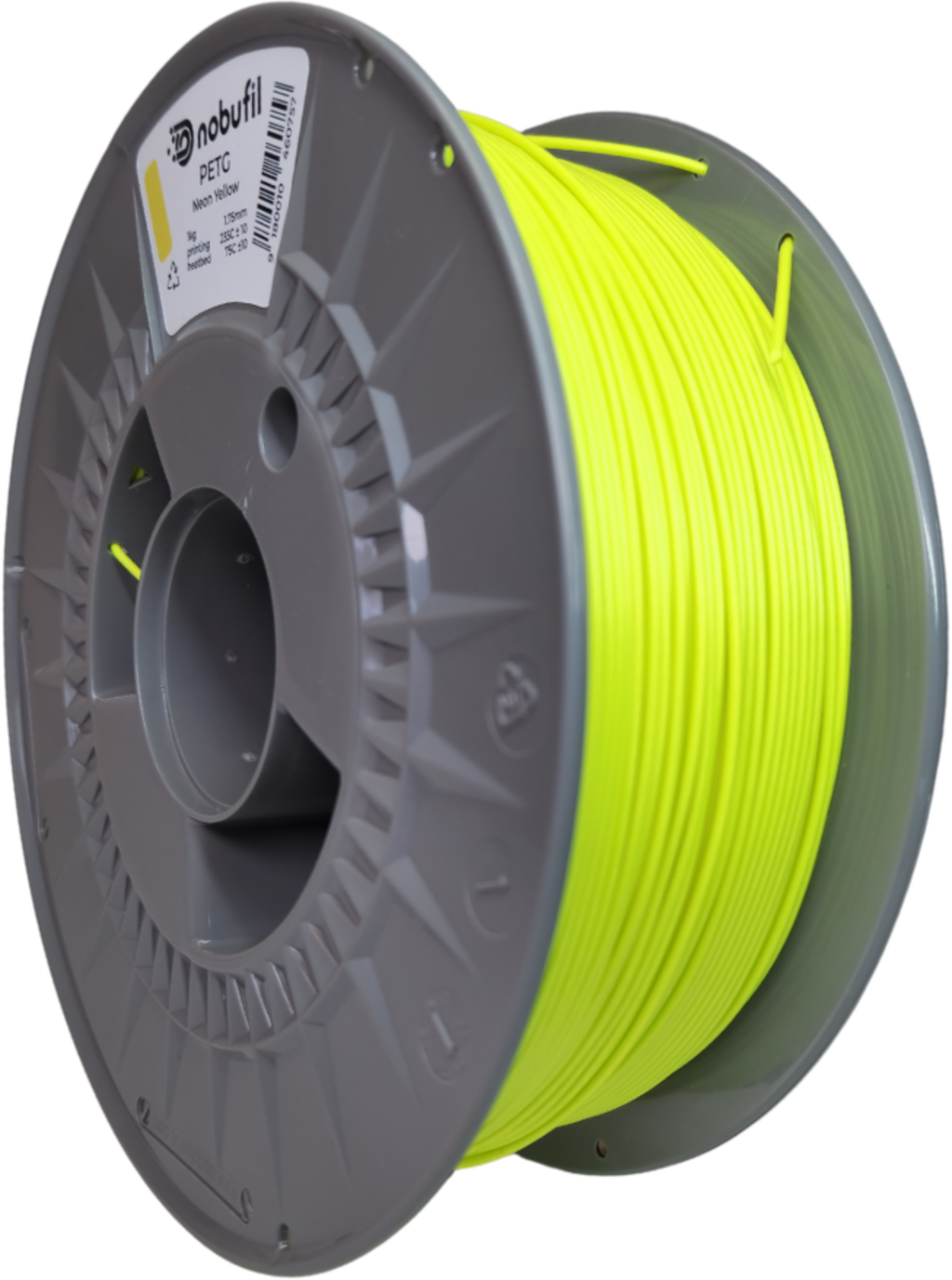 Nobufil  PETG Neon Yellow, 1,75 mm / 1000 g    Leicht zu druckendes PETG Filament aus recyceltem Kunststoffabfall
