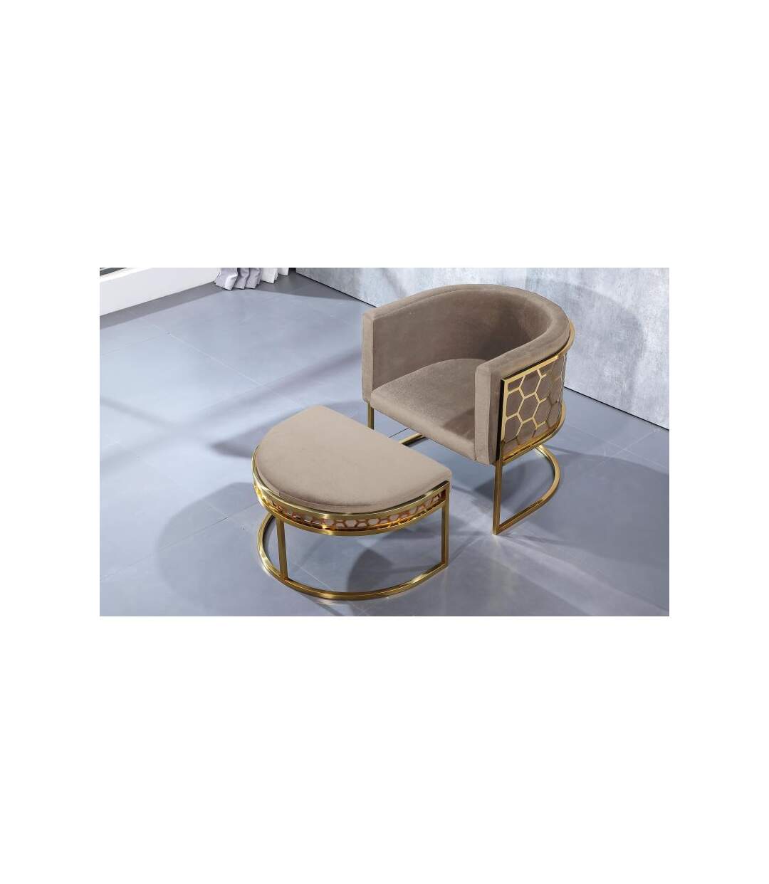 Paris Prix - Pouf Design En Velours honey 75cm Taupe