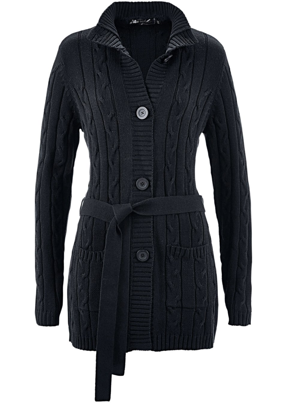 Gilet long en maille à motif torsadé