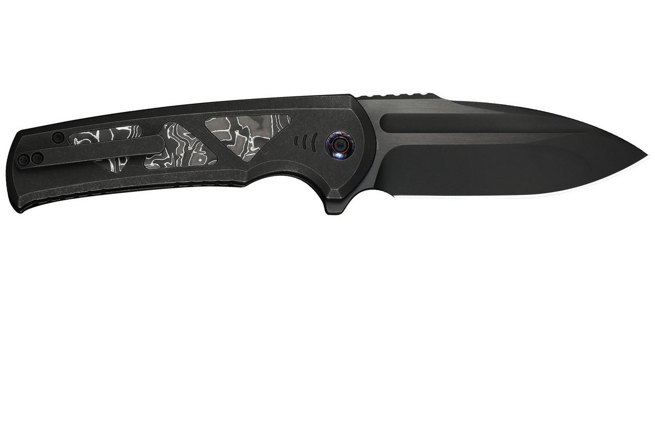 WE Knife Sylox WE24027-1 Black Stonewashed,  Titanium Aluminum Foil Carbon Inlay, zakmes