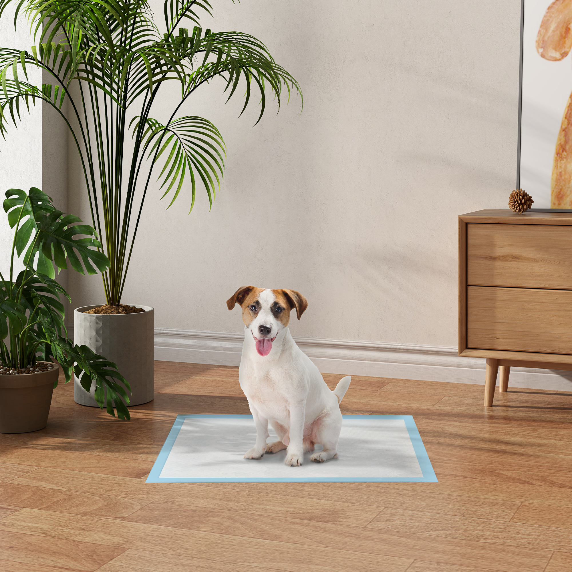 Tapetes higiênicos para cães PawHut, pacote com 100 unidades, 45x30 cm, 6 camadas, secagem rápida, à prova de vazamentos, azul.