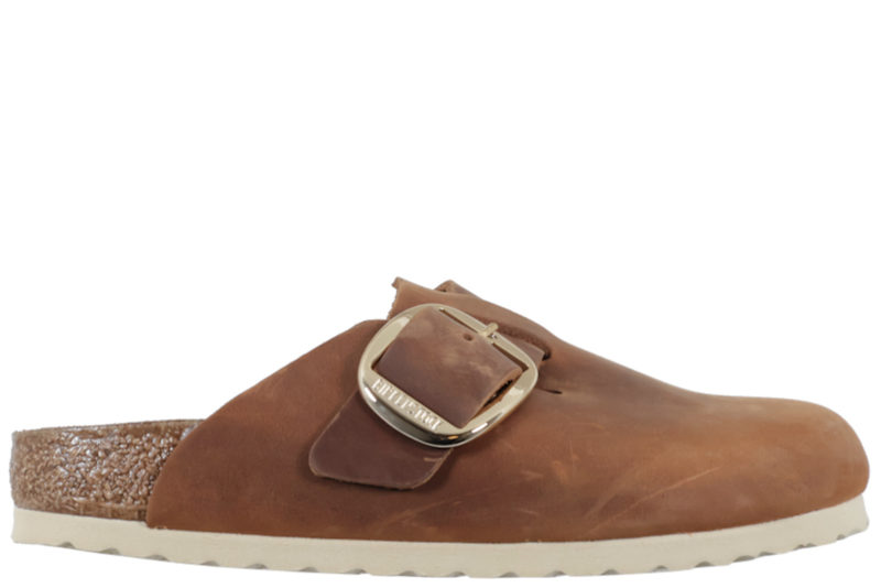 BIRKENSTOCK BOSTON BIG BUCKLE LUKKET SLENTERS I COGNACFARVET OLIERET SKIND