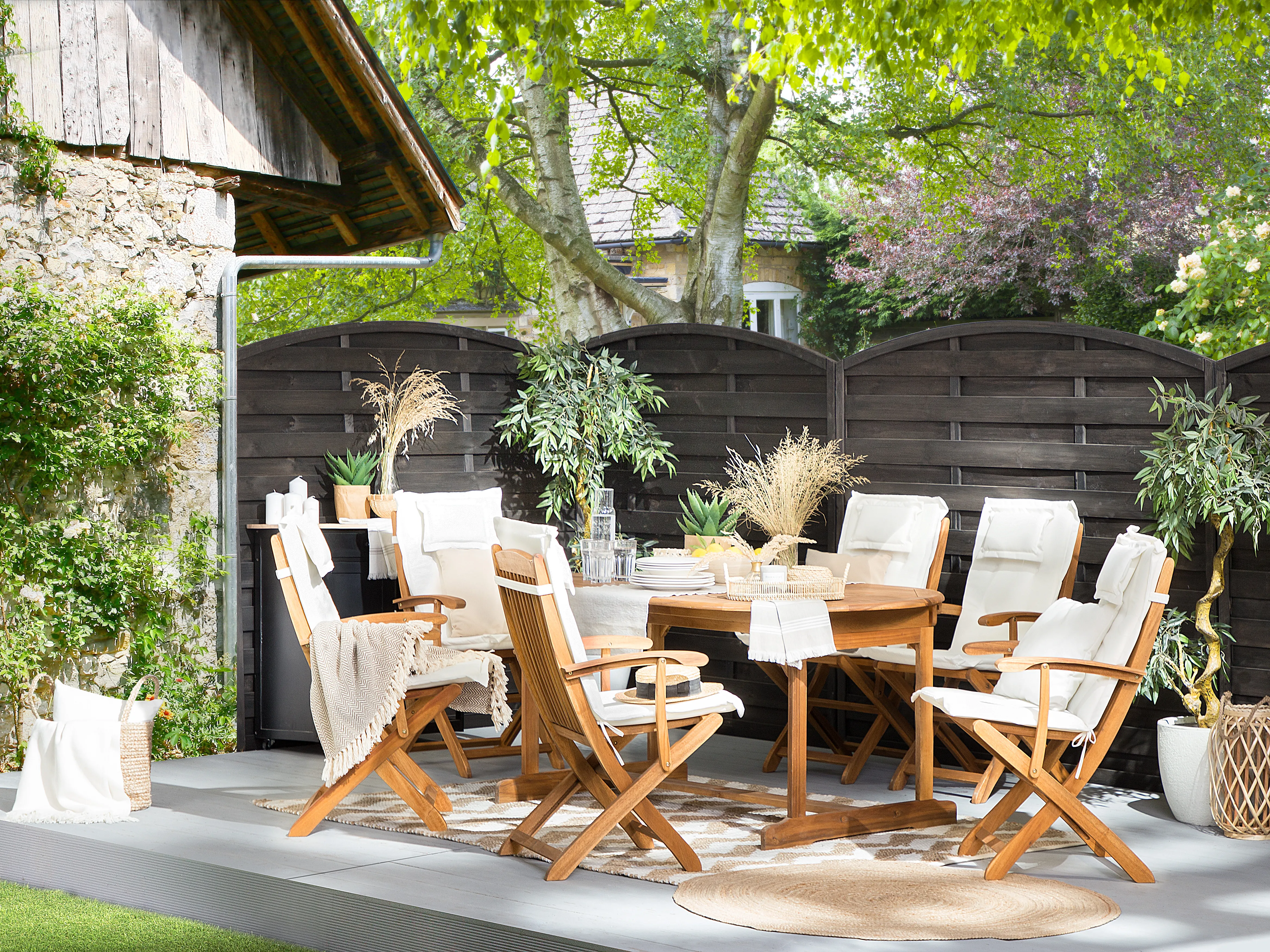 Tuinset 8-zits MAUI met kussens Acaciahout Gebroken wit