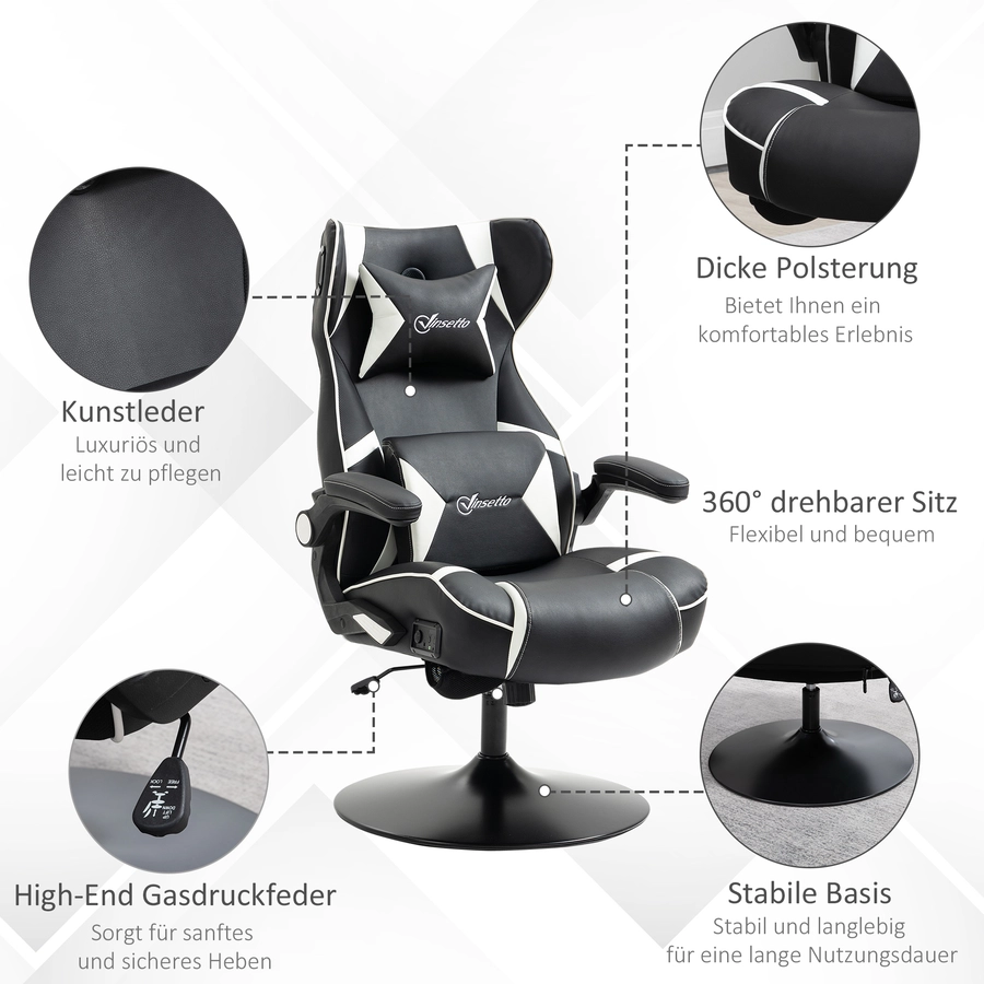 Vinsetto Gamingsessel mit Lautsprecher weiß, schwarz