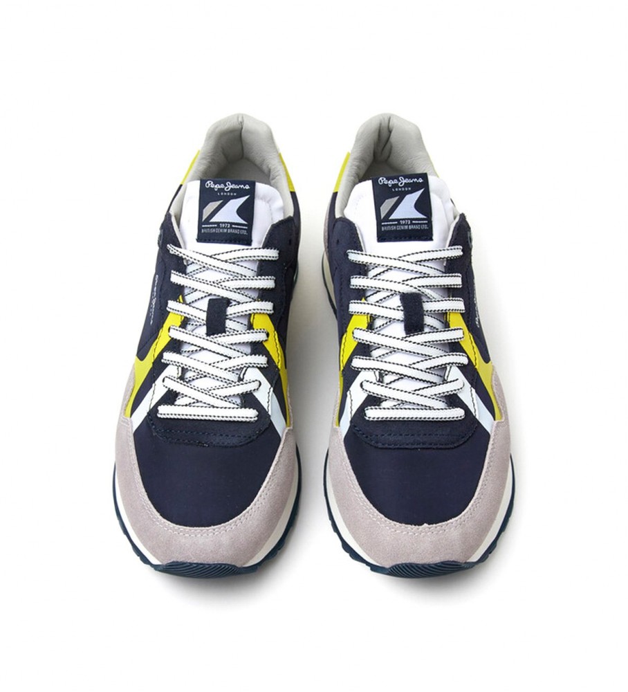 Tênis Pepe Jeans Navy Brit em couro combinado