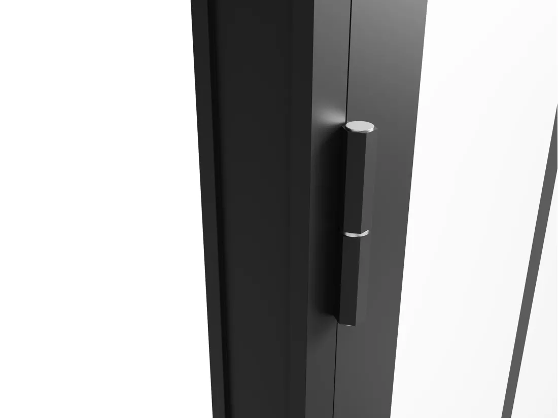 Bloc porte réversible en aluminium et verre trempé style atelier - H204 x L93 cm - Noir - ERMELO