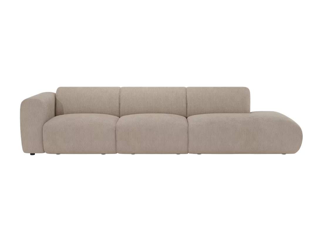 Grand canapé 5 places accoudoir gauche en tissu texturé beige POGNI de Maison Céphy