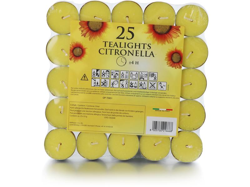 balthasar Outdoor Teelichter Citronella 25 Stück, Gelb Teelichter-Set
