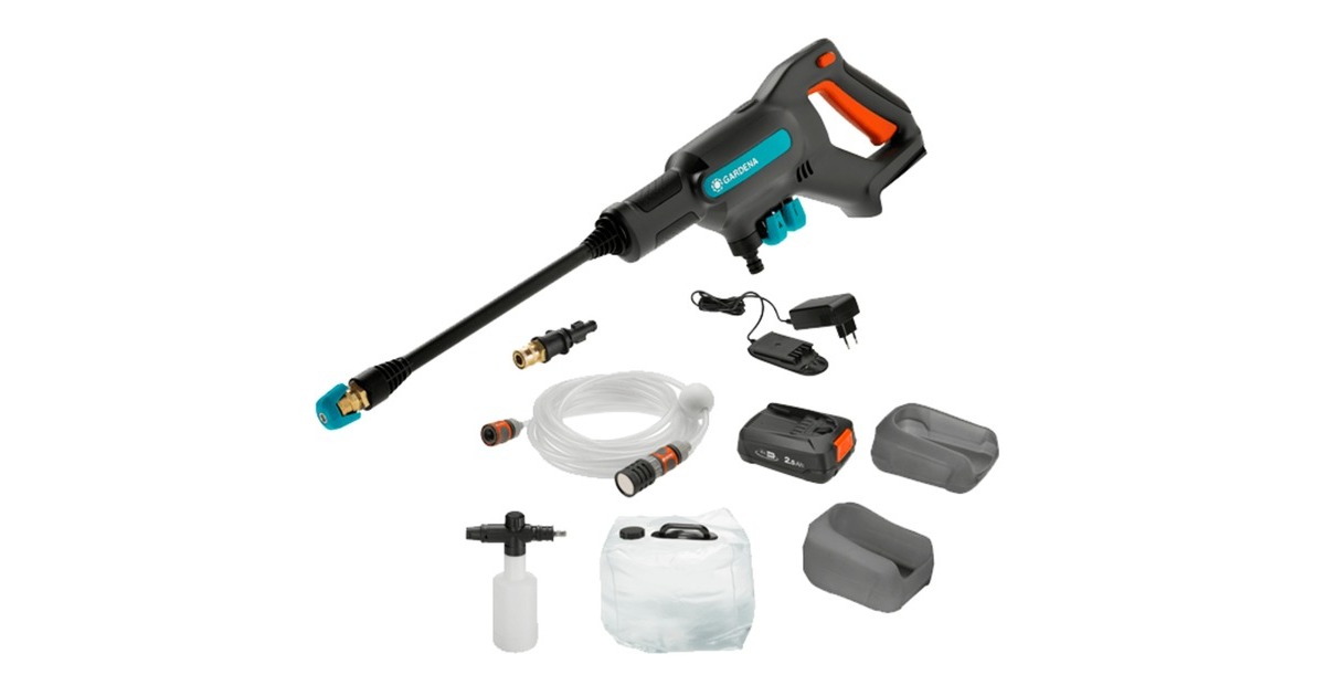 GARDENAAquaClean 24/18 V P4A Premium Set drukreiniger  (Grijs/turquoise, 14800-31, Accu inbegrepen)
