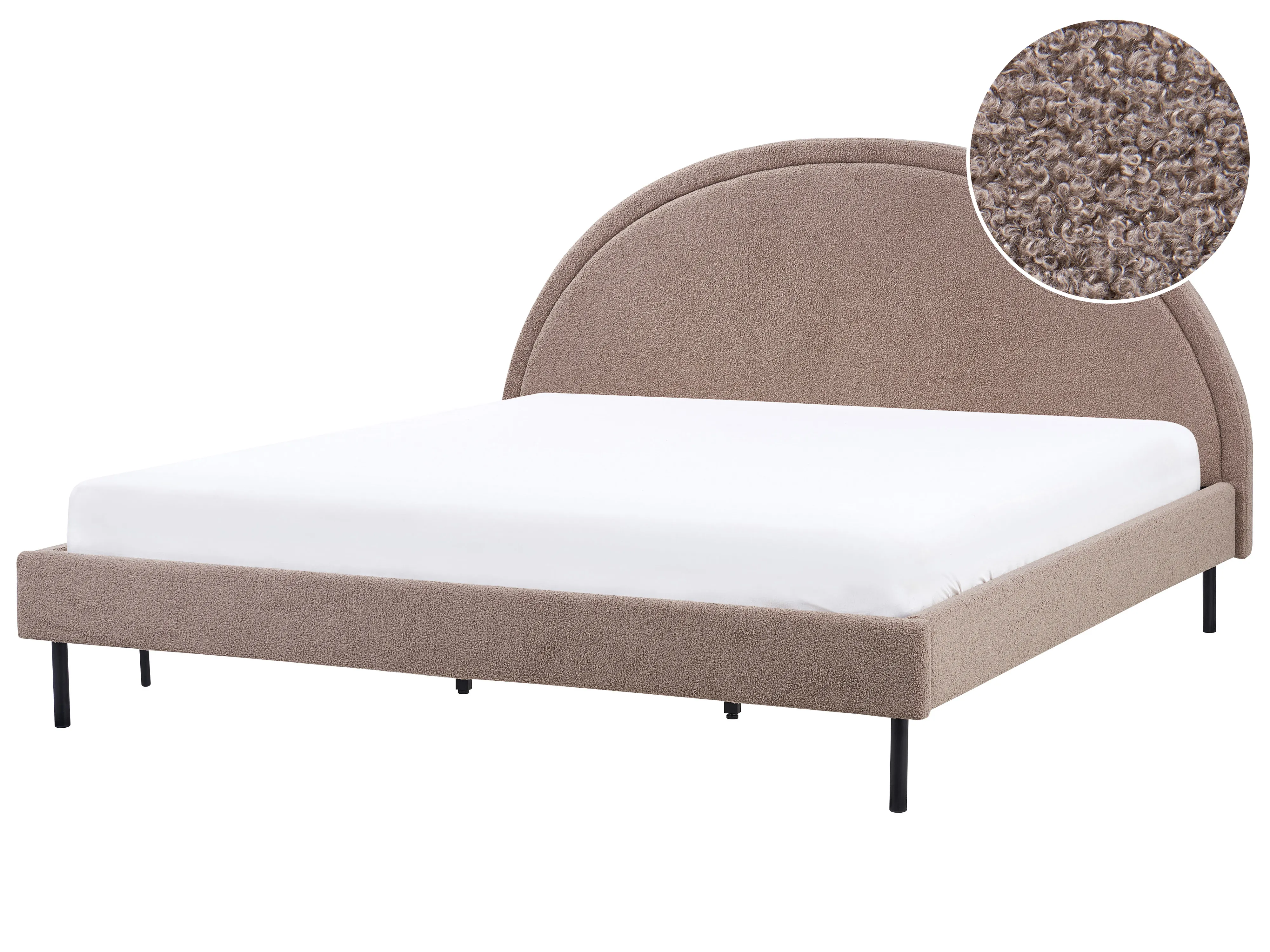 Bed Bouclé MARGUT 180 x 200 cm Taupe