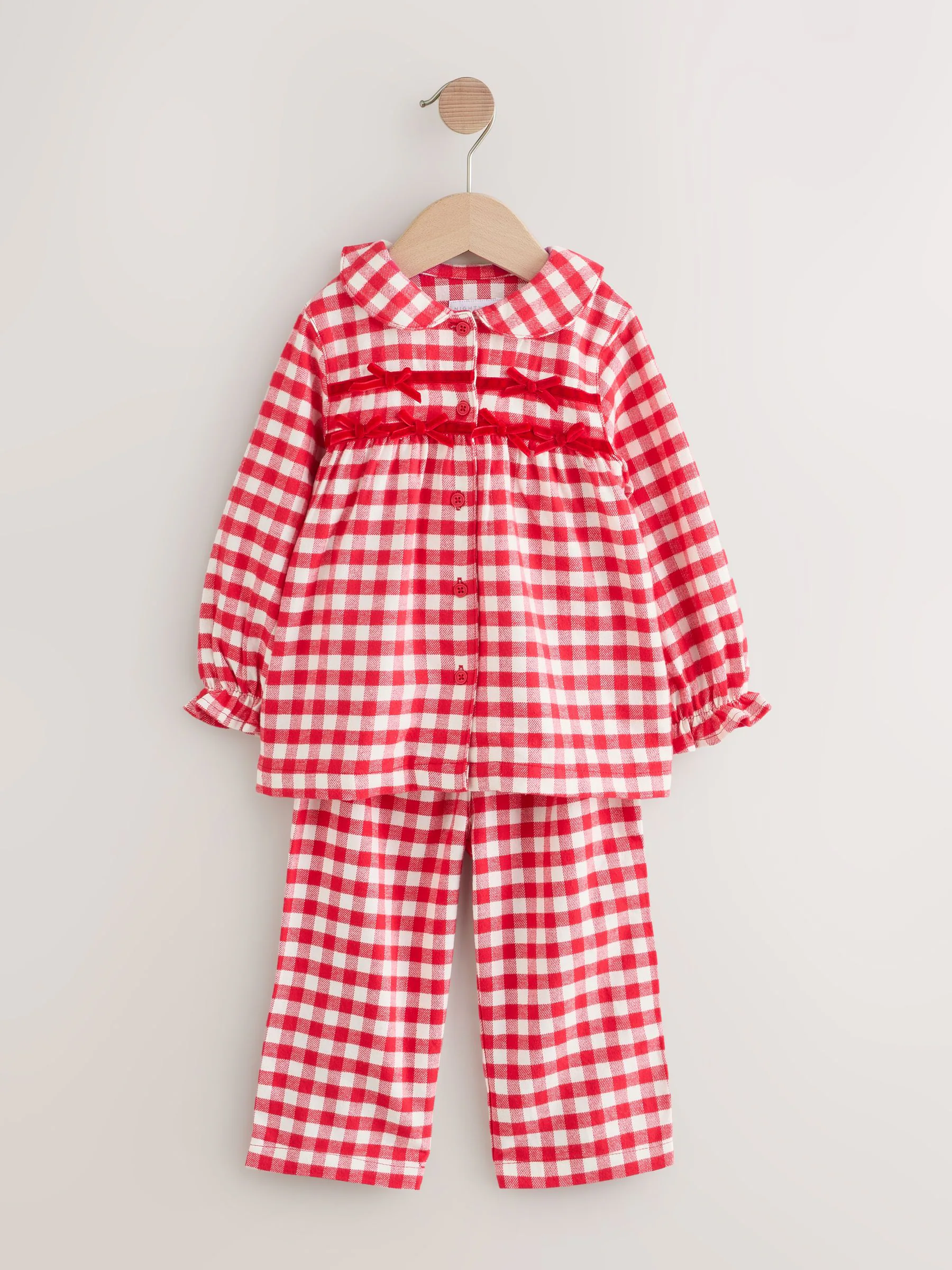 Rood/wit geruite ruit - Geweven pyjama met knopen (9 mnd-11 jr)
