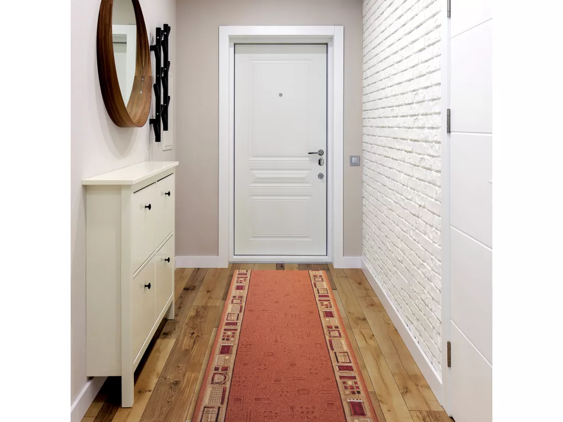 TAPIS DE COULOIR ANTIDÉRAPANT JENA roux 80x270 cm