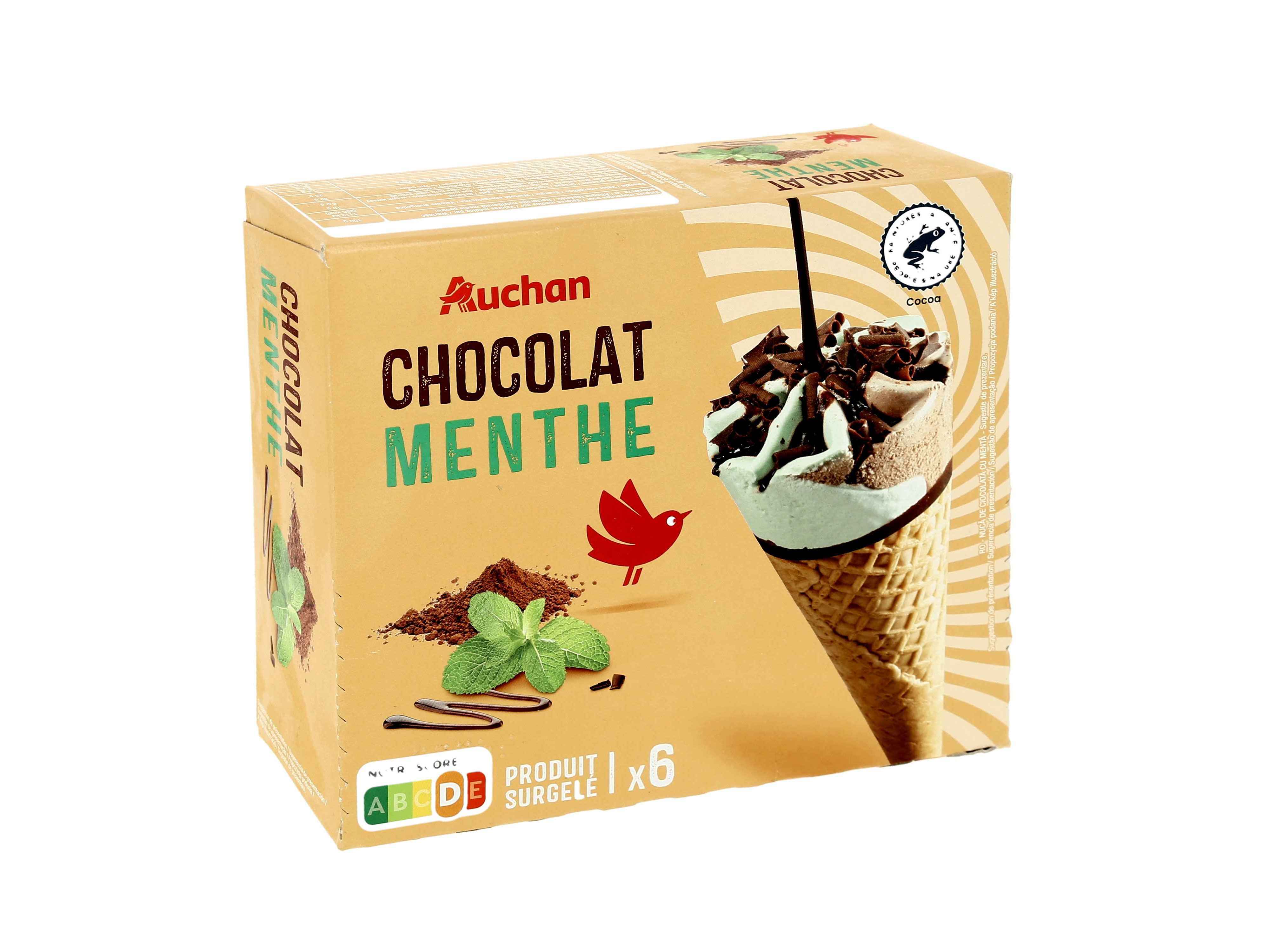 GELADO AUCHAN CONE MENTA CHOCOLATE 6X120ML