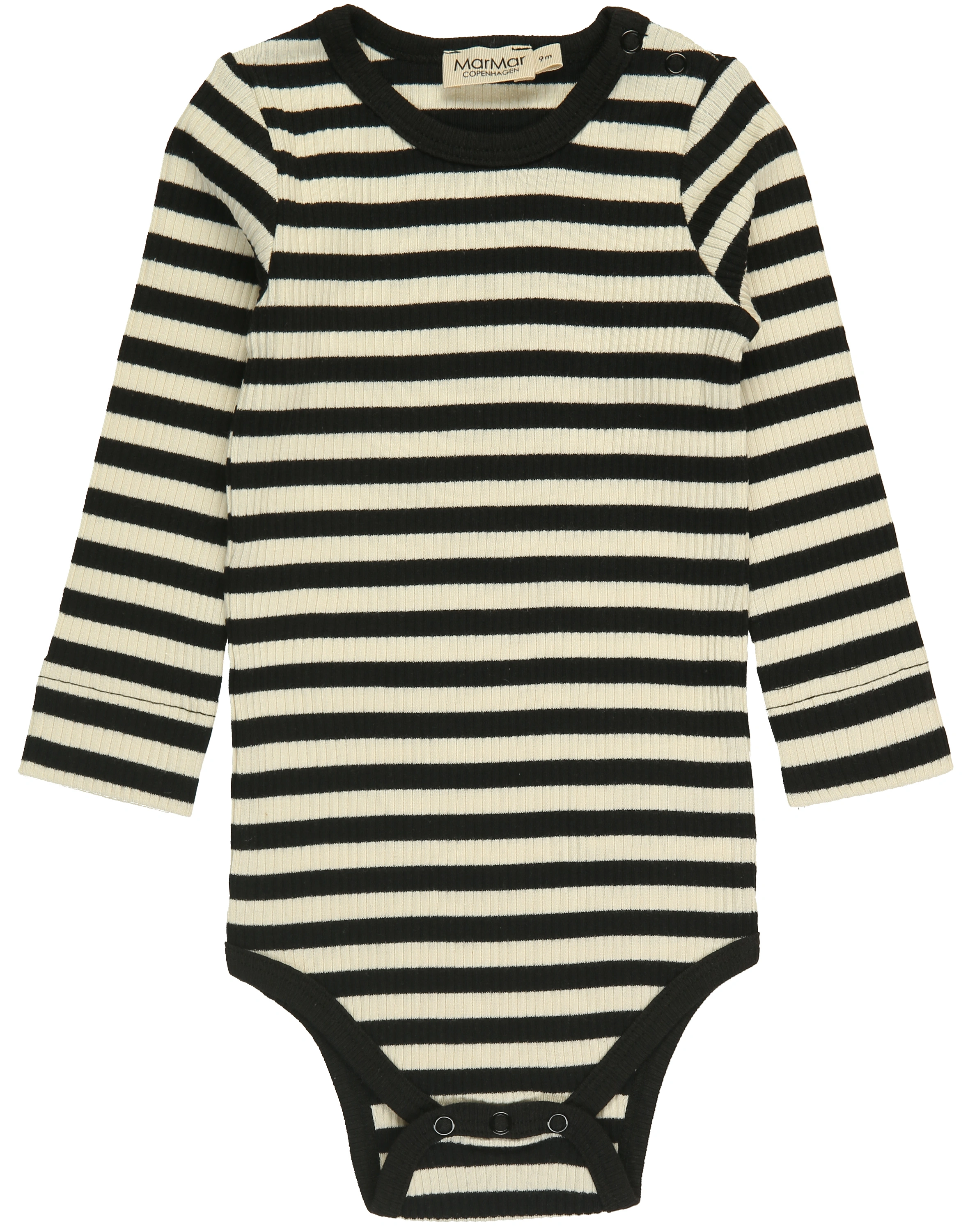 Langarmbody RIB STRIPE in black/offwhite
