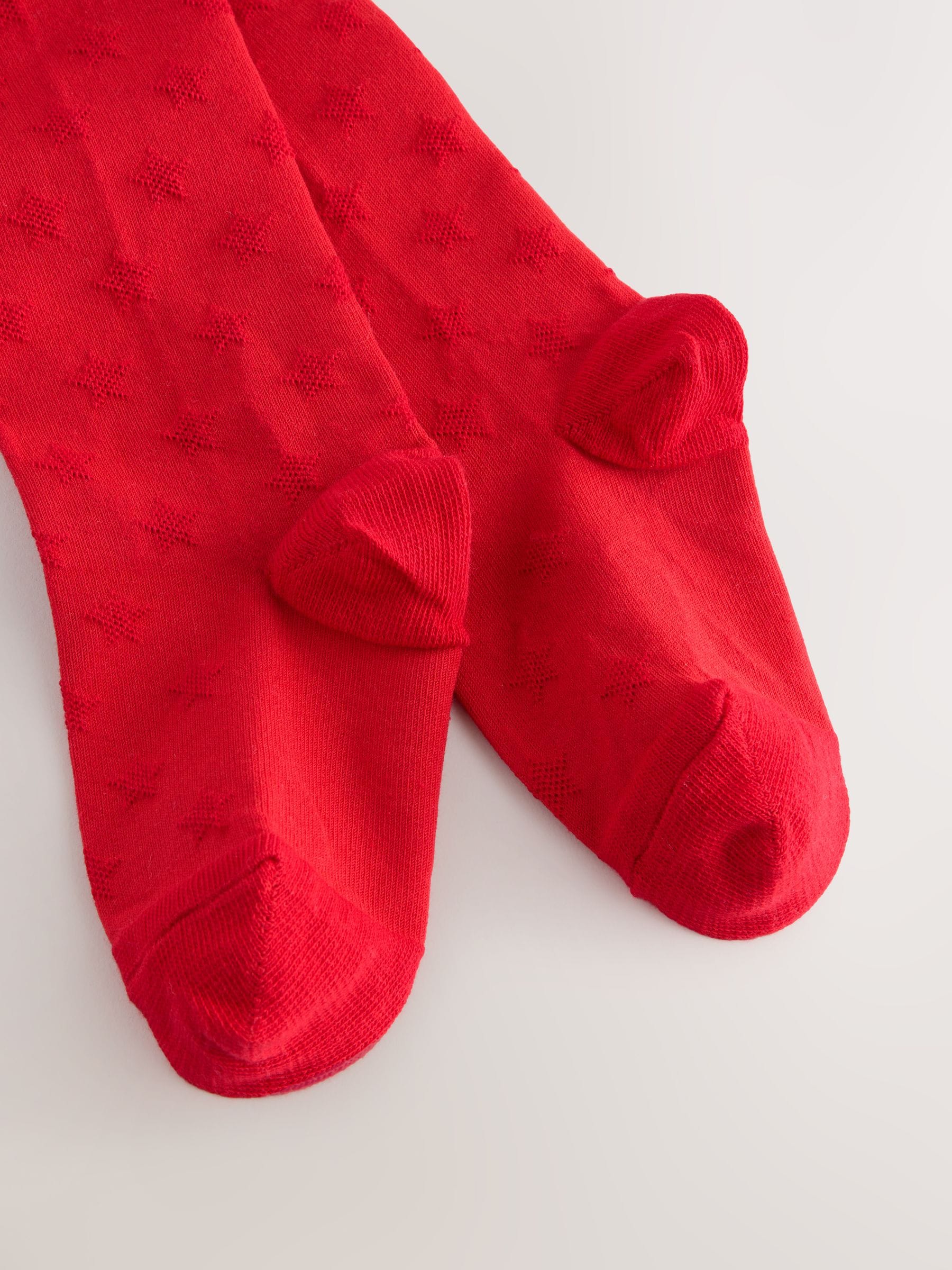 Rood - Cotton Rich Textured Star Tights
