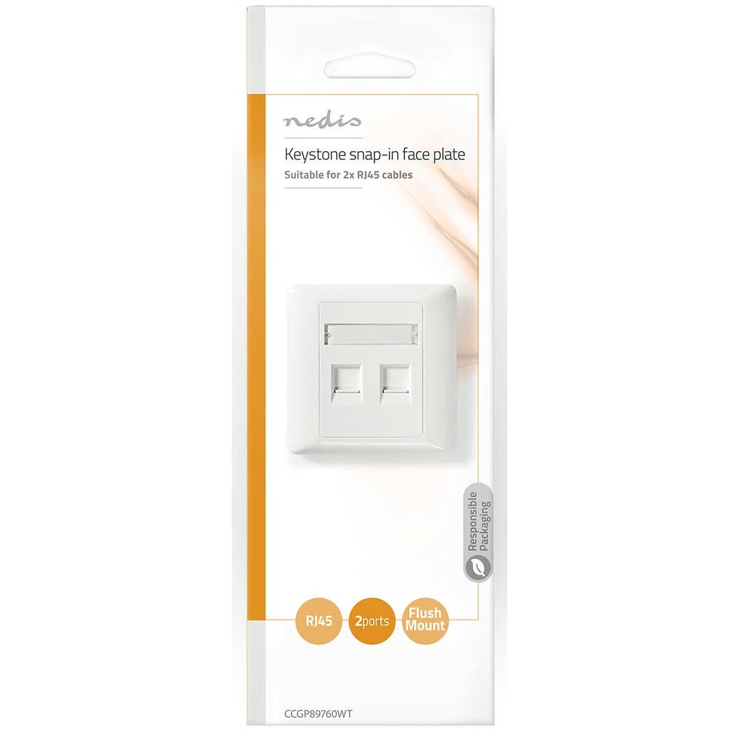 Nedis CCGP89760WT netwerk Keystone frontplaat RJ45 2 poort