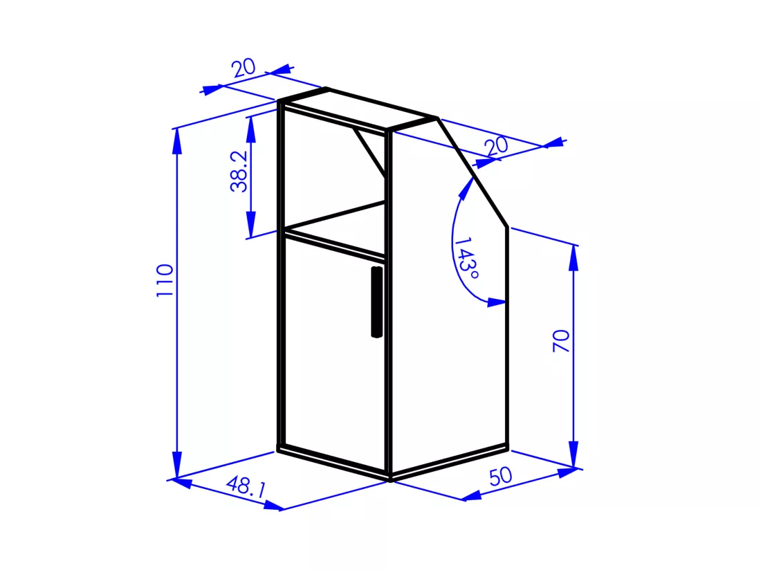 Meuble sous pente 4 portes, 2 étagères et 2 niches - Blanc - ADEZIO