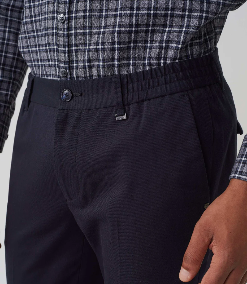 Pantalon ville taille élastique marine 