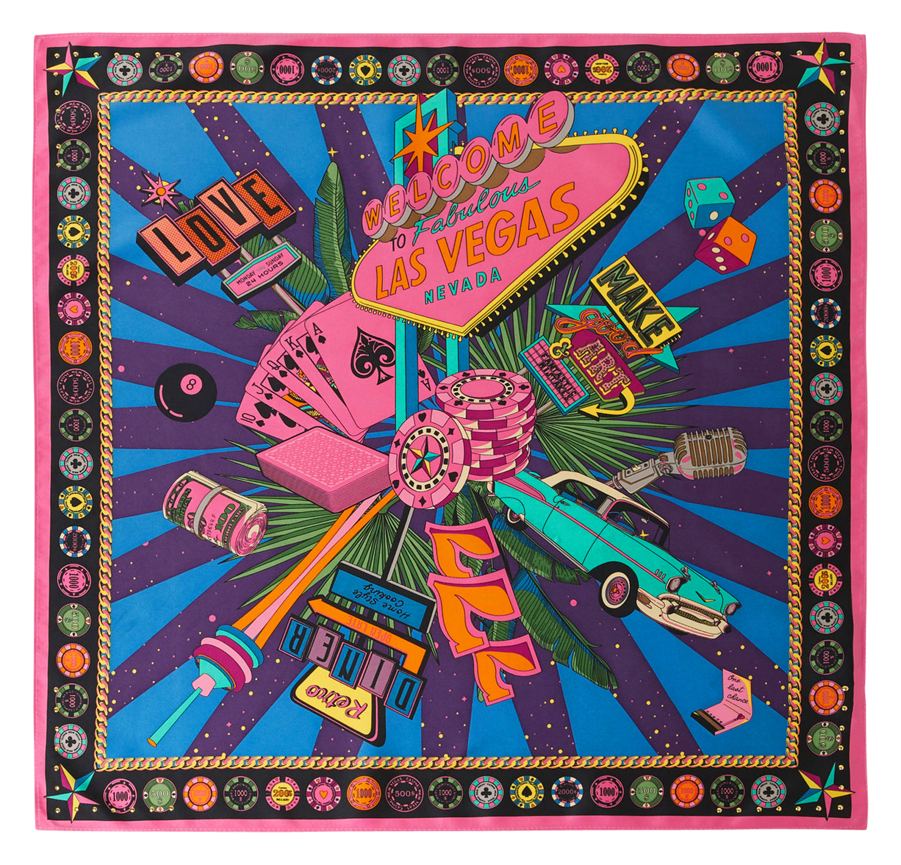 VEGAS - Foulard carré imprimé | Rose