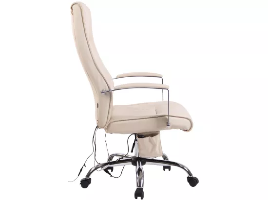 Chaise de bureau - Similicuir & Métal chromé - Crème - Portland