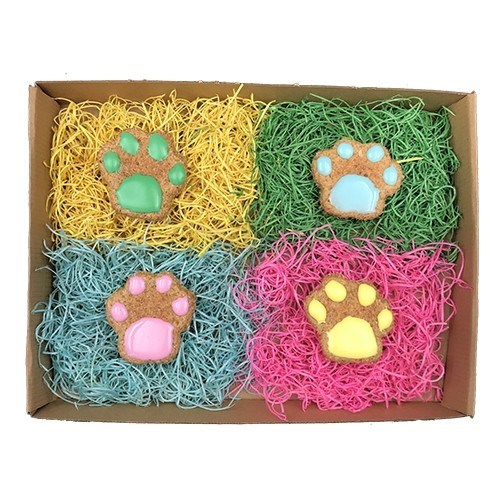 Biscoitos para cães em formato de patinha, amarelos, sabor maçã