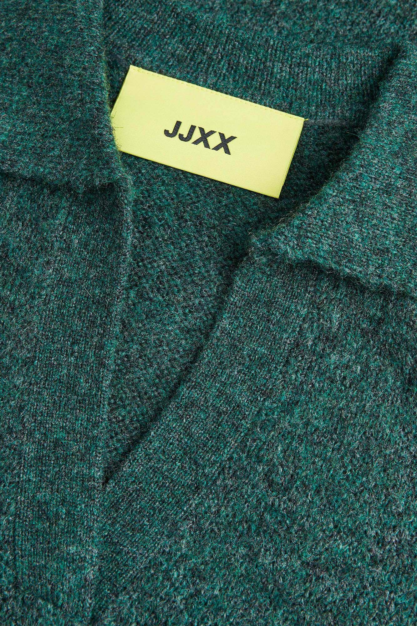 Vestido longo de malha com gola polo