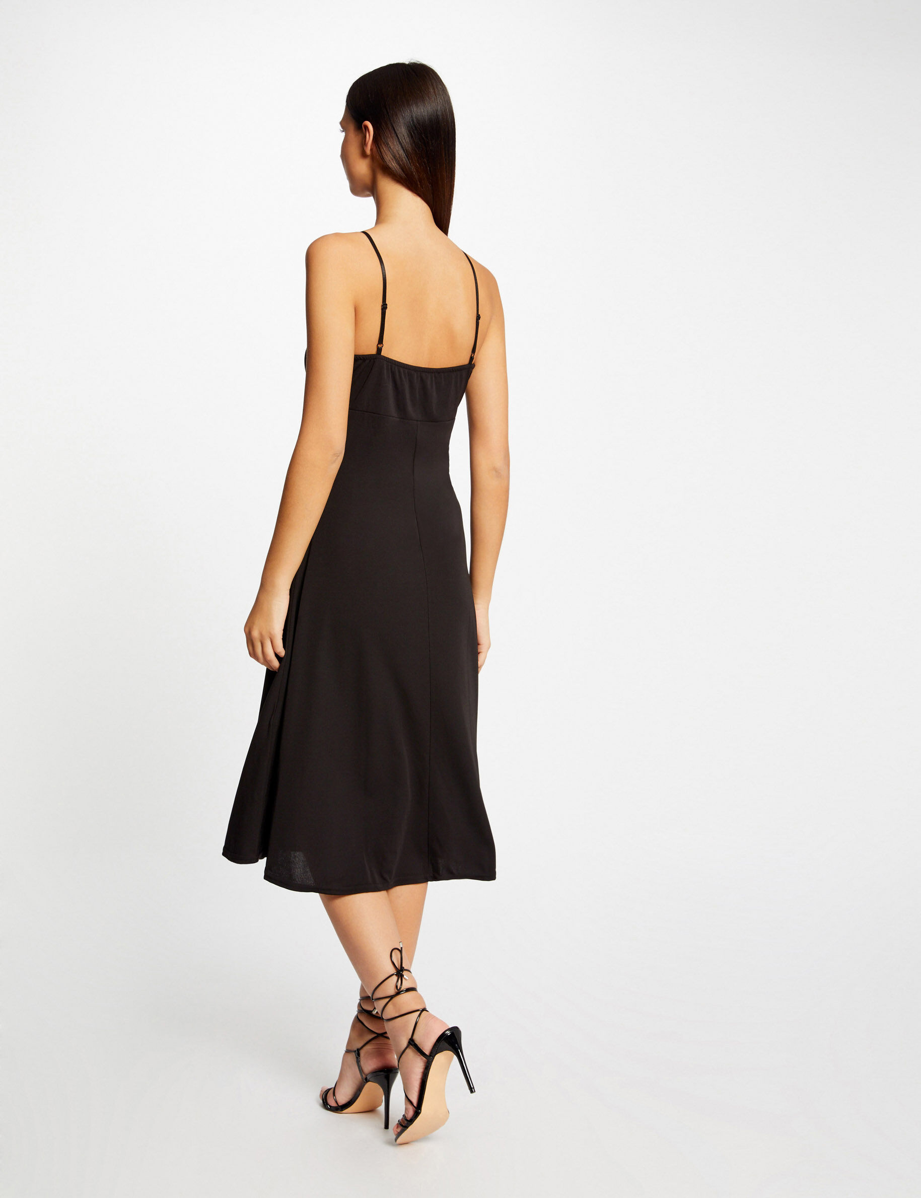 Robe trapèze fluide à bretelles noir femme - noir