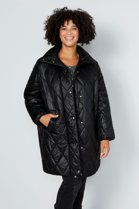 Steppjacke, oversized, Rhombenstepp, 2-Wege-Zipper, Langarm