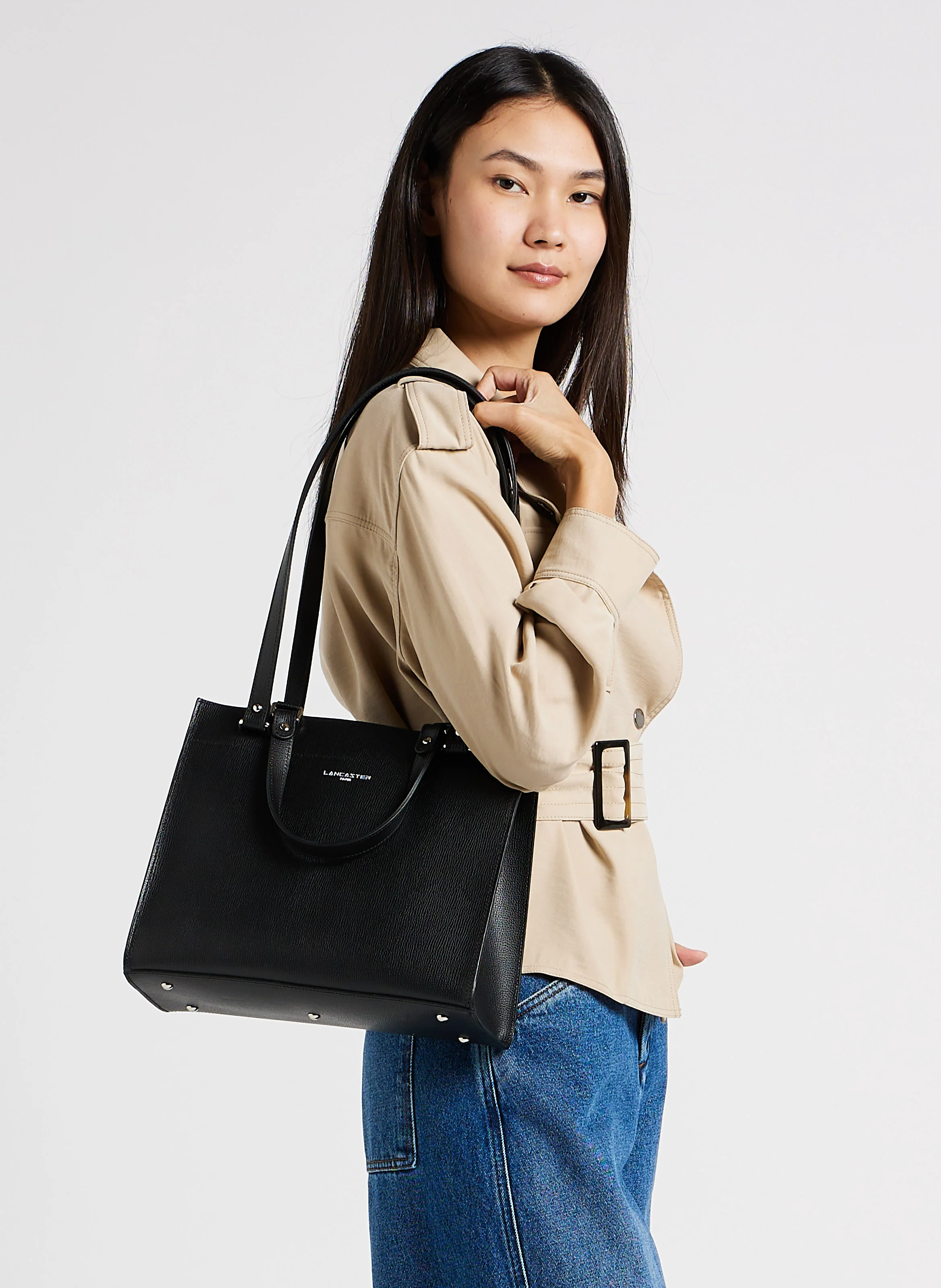 SIERRA - Sac cabas en cuir grainé| Noir